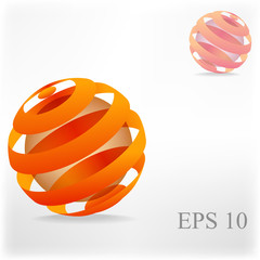 Abstract orange ball with lines