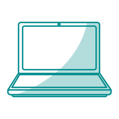 blue silhouette shading laptop computer tech device vector illustration