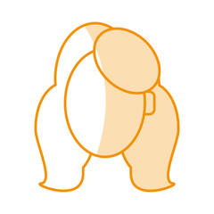 orange silhouette shading of faceless front view woman vector illustration