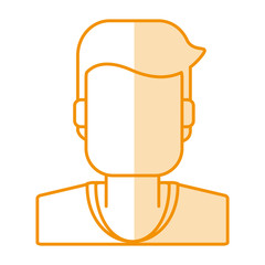 orange silhouette shading of faceless half body man with hairstyle vector illustration