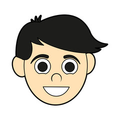 colorful silhouette cartoon front face guy with short hair vector illustration
