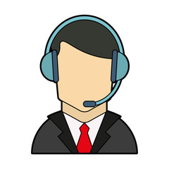 colorful silhouette faceless guy customer service icon vector illustration