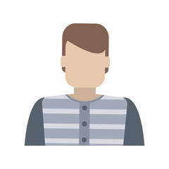 faceless man with striped blue and grey shirt icon image vector illustration design 