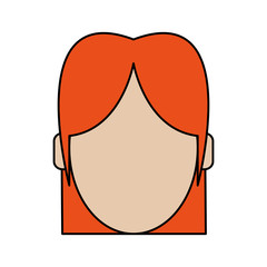colorful silhouette faceless front view woman with straight short hair vector illustration
