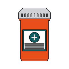 color graphic bottle with tap and pills vector illustration