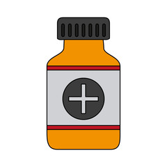 color graphic remedy bottle with tap and label vector illustration