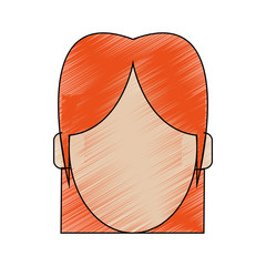 color pencil faceless front view woman with straight short hair vector illustration