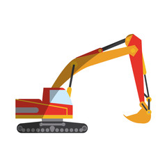 excavator or backhoe construction heavy machinery icon image vector illustration design