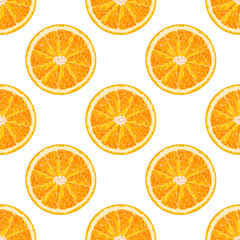 Vector seamless pattern of orange slice. Realistic citrus background