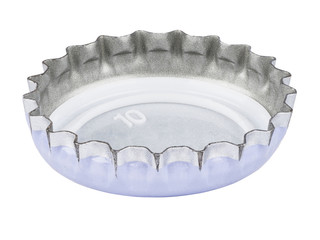 macro shot of metal cover from the glass bottles for beverages