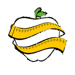 apple with measurement tape icon over white background. colorful design. vector illustration
