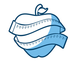 Fototapeta premium apple with measurement tape icon over white background. vector illustration