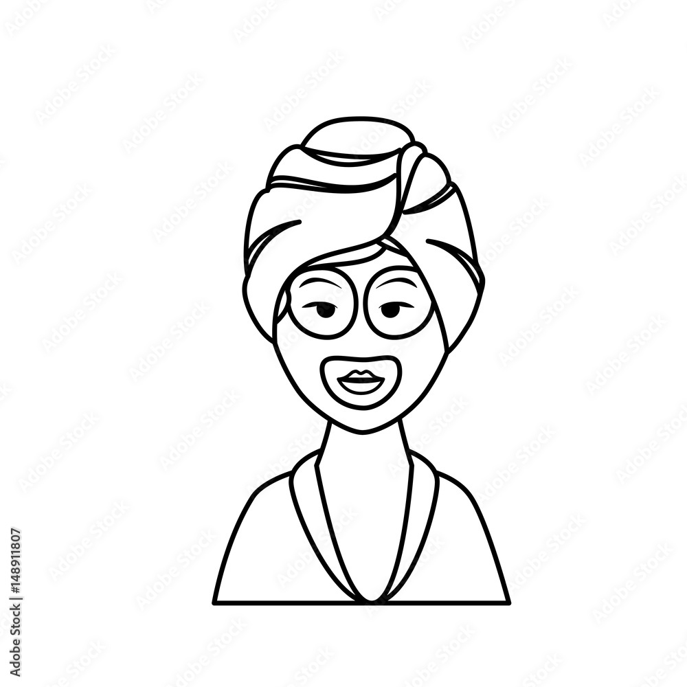 Canvas Prints woman with towel of spa center icon over white background. vector illustration