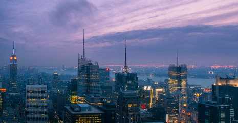 Obraz premium New York City with skyscrapers at sunset