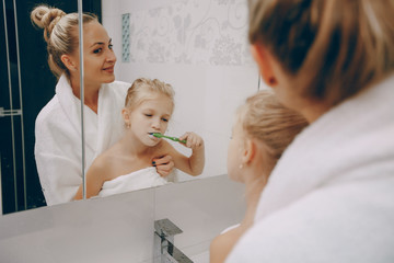 family in the bathroom