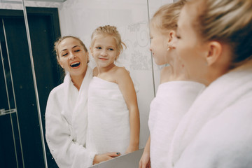 family in the bathroom