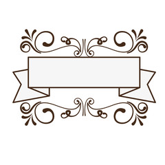 decorative vintage frame with ribbon over white background. vector illustration
