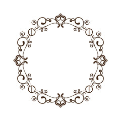 decorative vintage frame in circle shape icon over white background. vector illustration