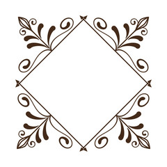 decorative vintage frame in rhombus shape icon over white background. vector illustration