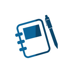 notebook and pencil icon over white background. vector illustration