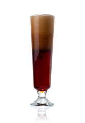elegant glass of cold dark beer with foam isolated.