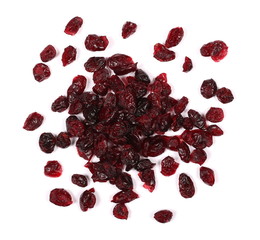 Dried cranberries isolated on white background