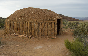 Navajo lodge for living and meeting