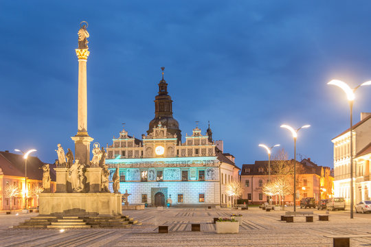 City Hall of Stribro at Night