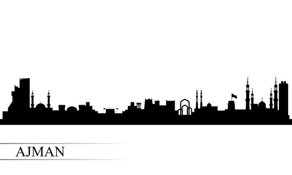 Ajman city skyline silhouette background