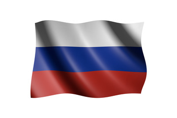 Flag of Russia isolated on white, 3d illustration