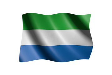 Flag of Sierra Leone isolated on white, 3d illustration