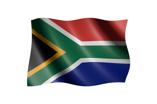 Flag of South Africa isolated on white, 3d illustration