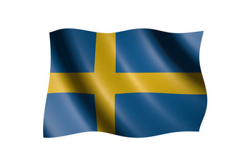 Flag of Sweden isolated on white, 3d illustration