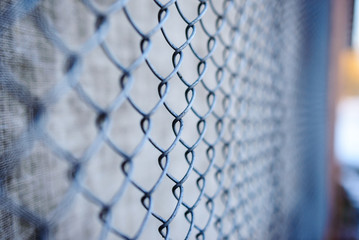 fence with metal grid in perspective