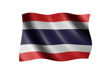 Flag of Thailand isolated on white, 3d illustration