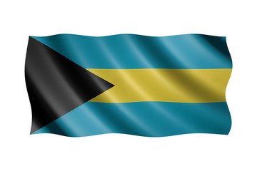 Flag of the Bahamas isolated on white, 3d illustration