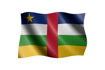 Flag of the Central African Republic isolated on white, 3d illustration