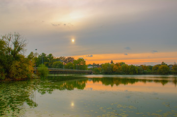 silhouette of bridge in the evening