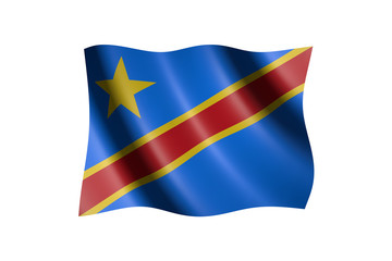 Flag of the Democratic Republic of the Congo isolated on white, 3d illustration