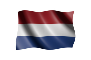Flag of the Netherlands isolated on white, 3d illustration