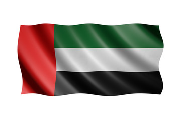 Flag of the United Arab Emirates isolated on white, 3d illustration
