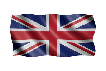 Flag of the United Kingdom isolated on white, 3d illustration