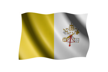 Flag of the Vatican City isolated on white, 3d illustration