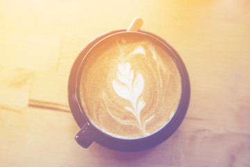 coffee latte, vintage filter image
