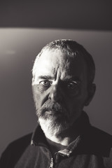 vintage portrait of a bearded man, black and white