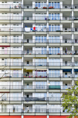 Fototapeta na wymiar social housing, details of a skyscraper in Berlin