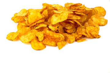 Chips vor weißem Hintergrund