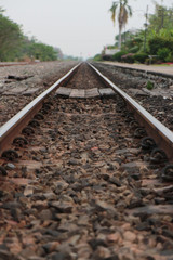 Fototapeta premium Railroad tracks and railway sleepers.