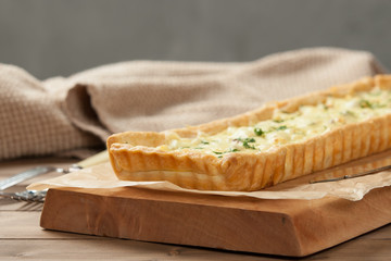 Homebaked Tart With Soft Cheese, Feta, Gouda, Dill.