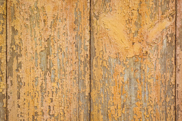 Background image of old yellow wood boards. Texture.